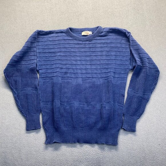Fox Collection Sweaters - Vintage Fox Collection Geometric Knit Blue Sweater Women's Size L Made in USA